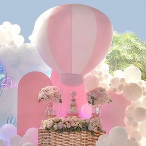 Pink Circus Party Hot Air Balloon Prop & Welcome Sign